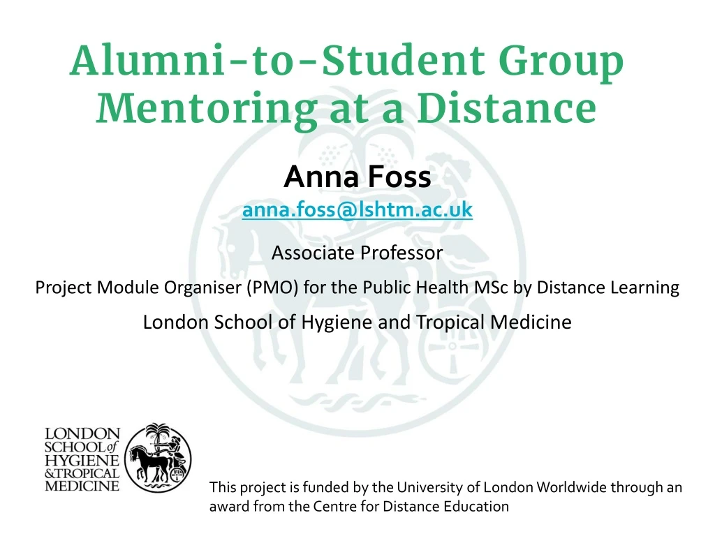 alumni to student group mentoring at a distance