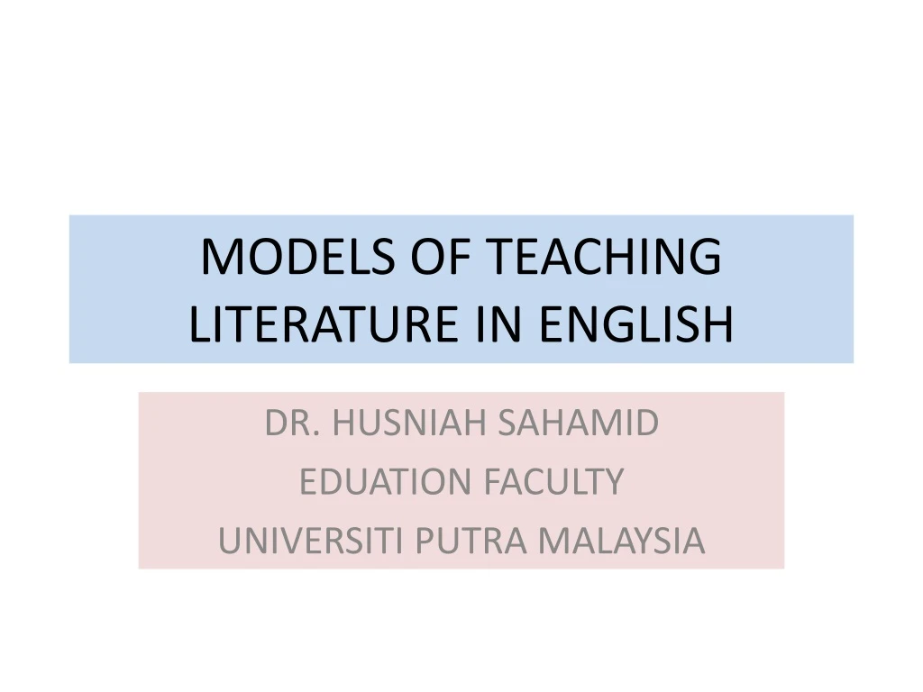models of teaching literature in english