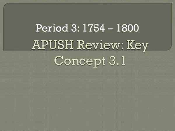 APUSH Review: Key Concept 3.1