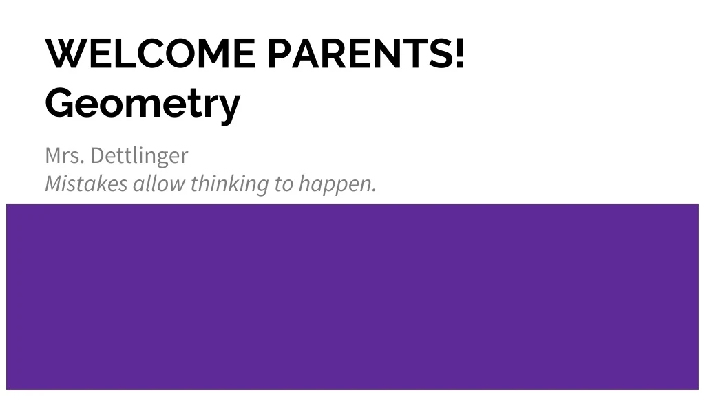 welcome parents geometry