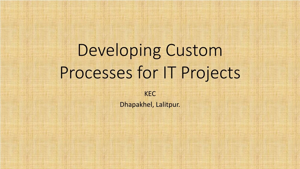 developing custom processes for it projects