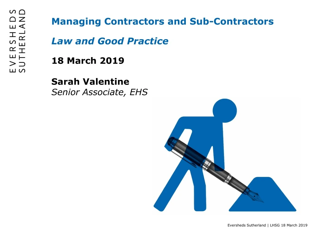 managing contractors and sub contractors law and good practice