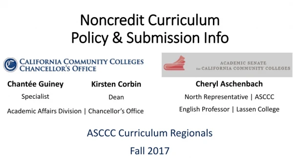 Noncredit Curriculum Policy &amp; Submission Info