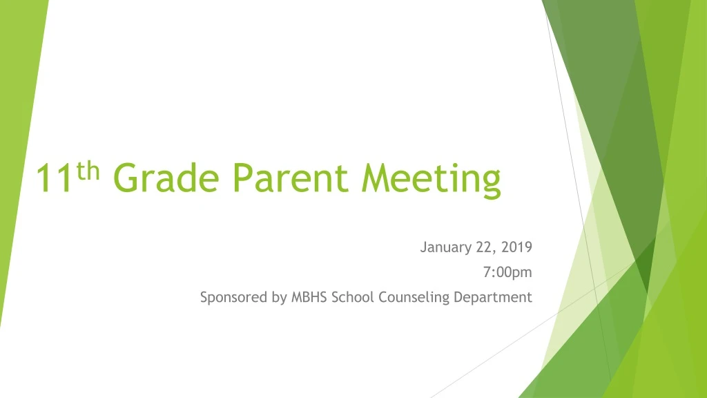 11 th grade parent meeting