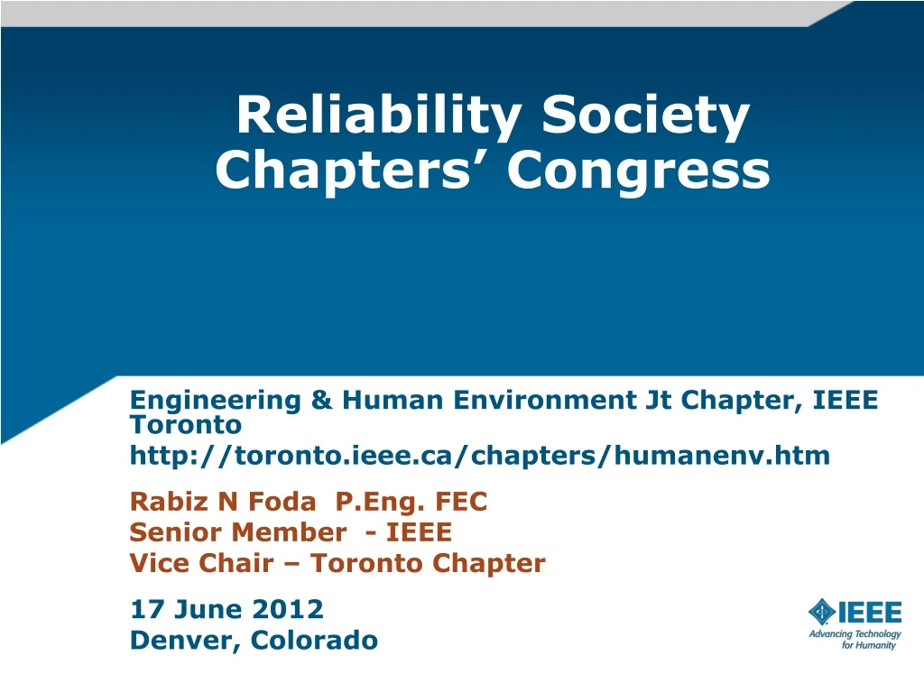 reliability society chapters congress