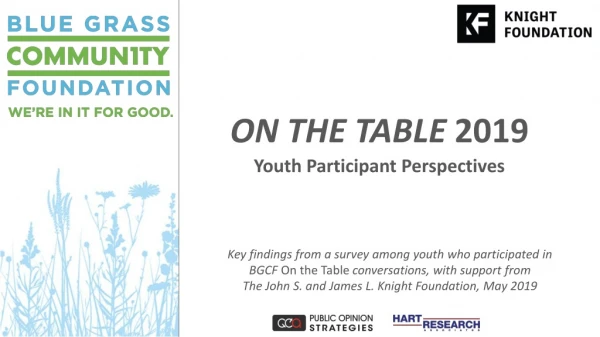 On the Table 2019 Youth Participant Perspectives