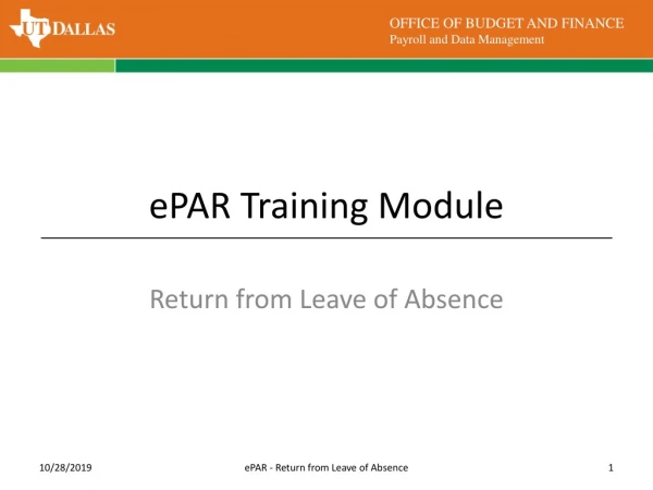 ePAR Training Module