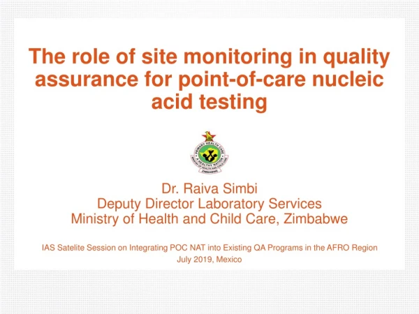 The role of site monitoring in quality assurance for point-of-care nucleic acid testing