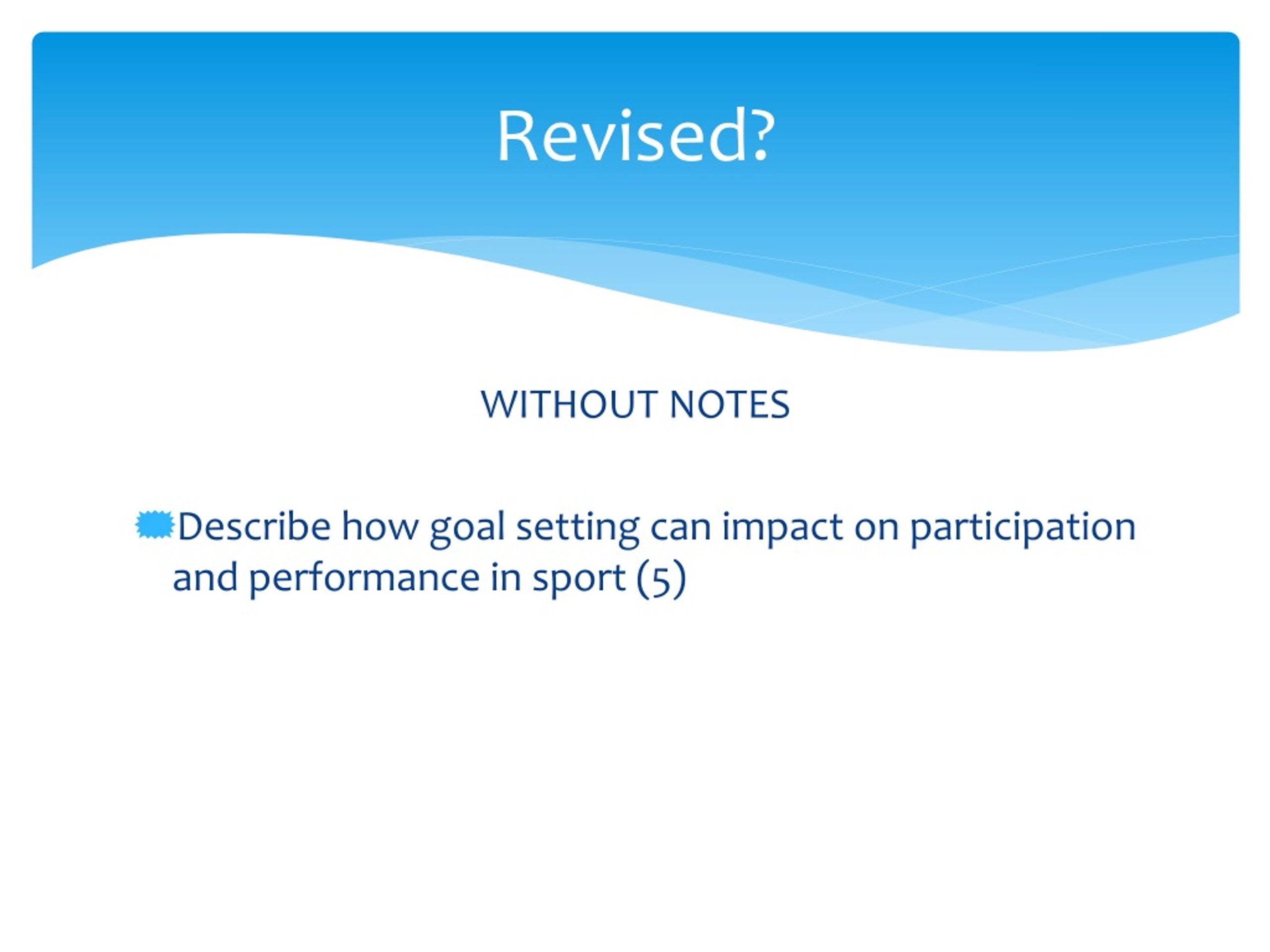 Impact of Goal Setting on Sport Participation and Performance - slide 1