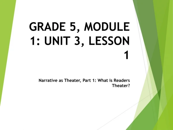 GRADE 5, MODULE 1: UNIT 3, LESSON 1