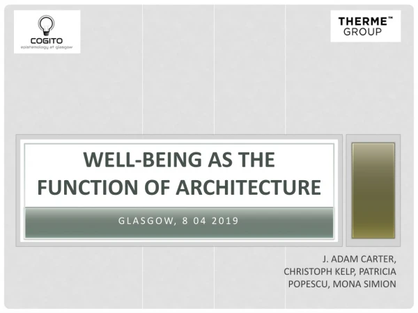 Well-Being as the Function of architecture