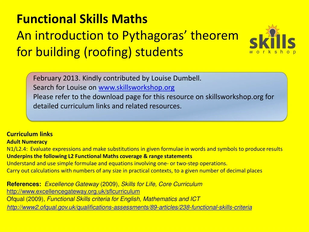 functional skills maths an introduction to pythagoras theorem for building roofing students