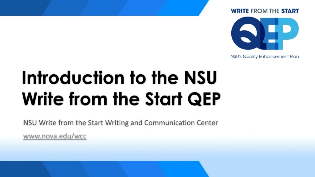 introduction to the nsu write from the start qep