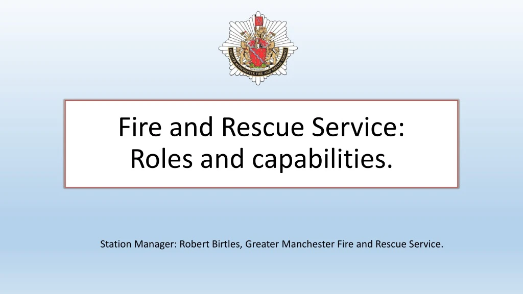 fire and rescue service roles and capabilities