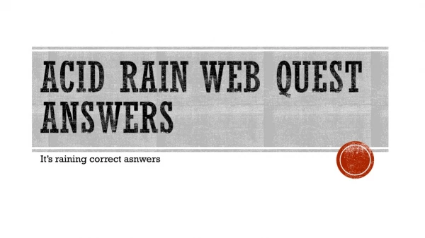 Acid Rain Web Quest Answers