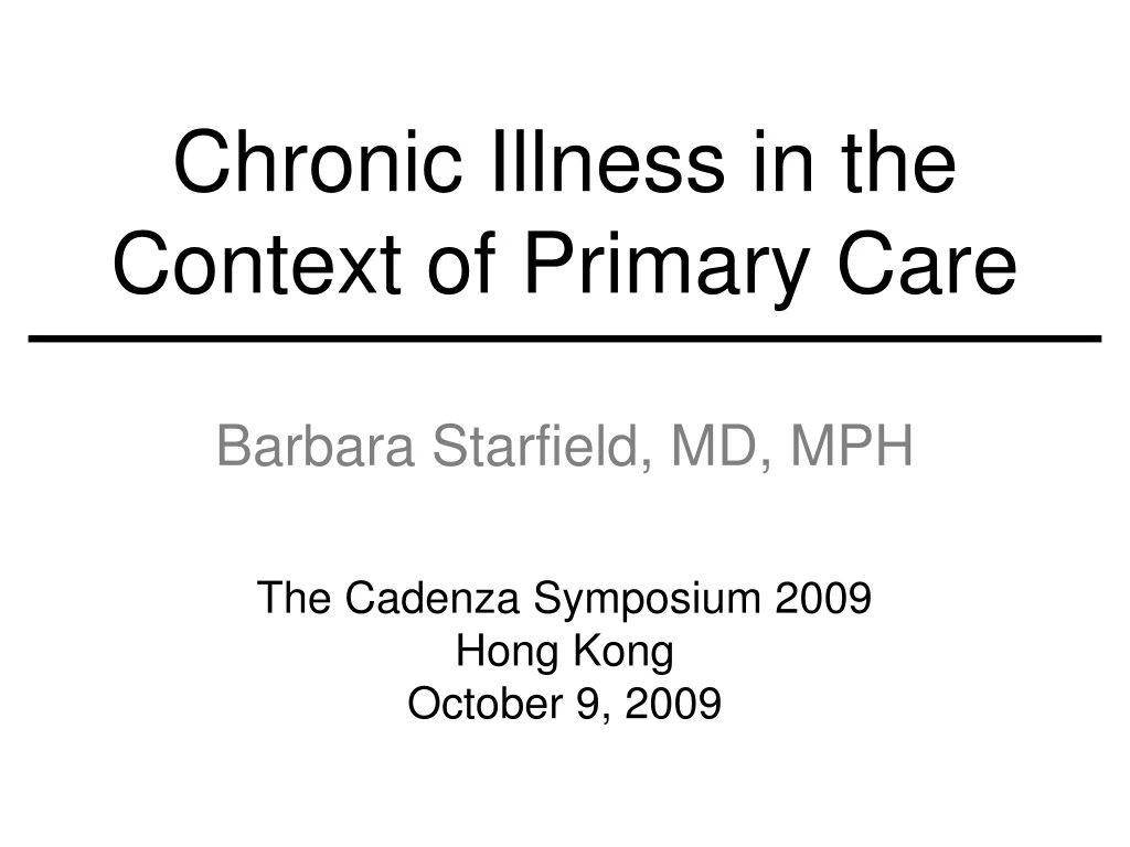 chronic illness in the context of primary care