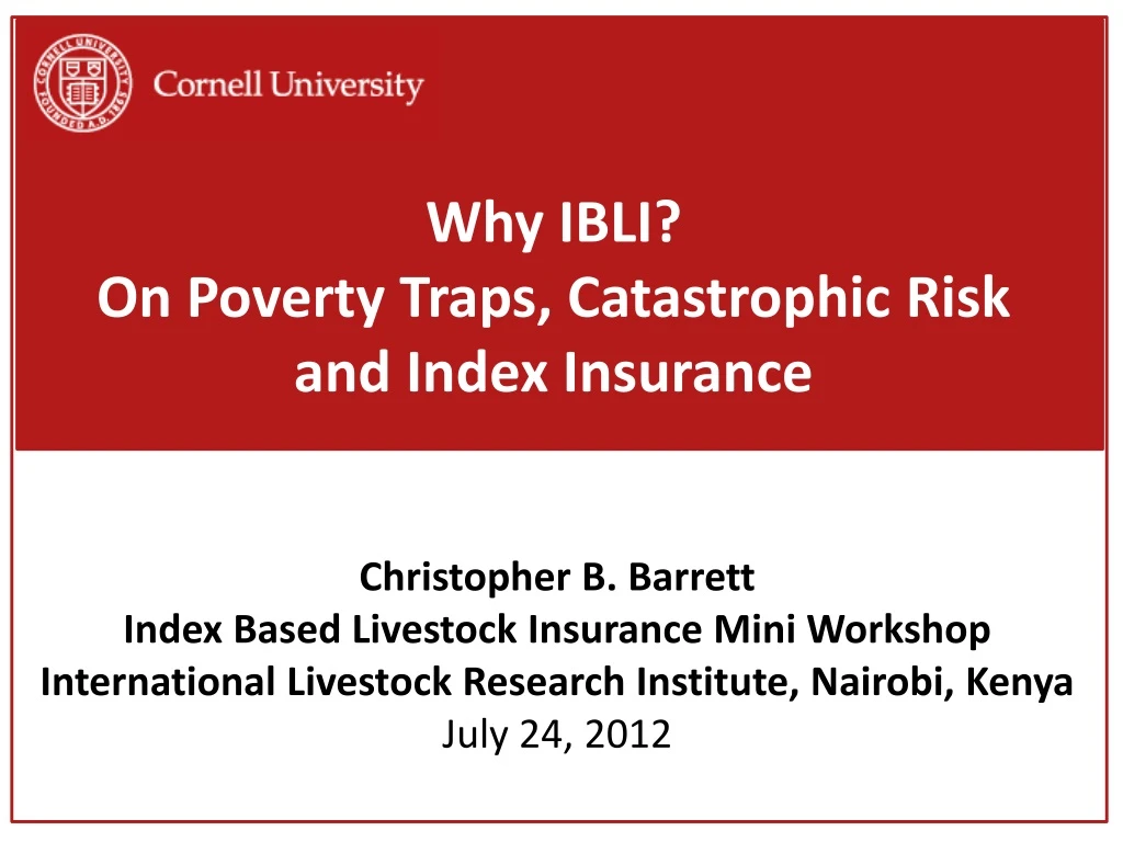 why ibli on poverty traps catastrophic risk