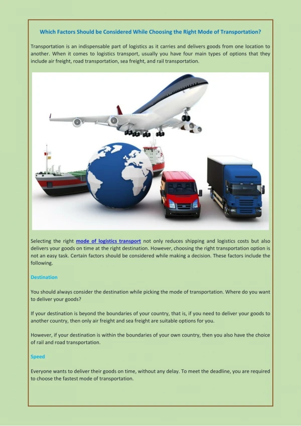 which factors should be considered while choosing