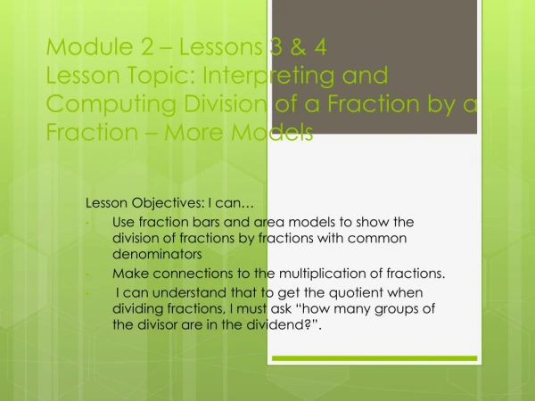 Lesson Objectives: I can…