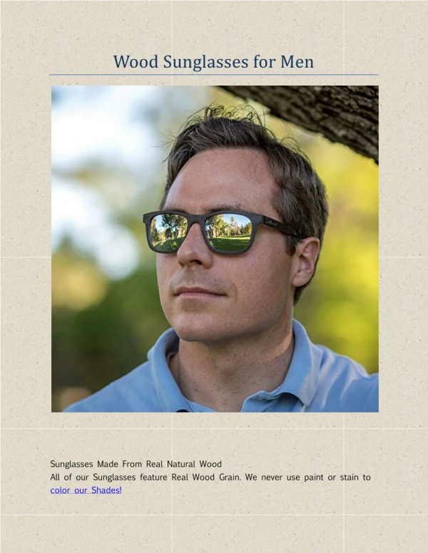 Natural Wood Sunglasses for Men - Wooden Frame - Genuine Polarized Lenses