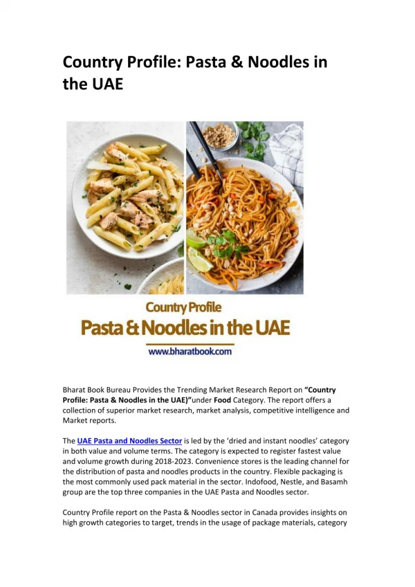 Country Profile: Pasta & Noodles in the UAE