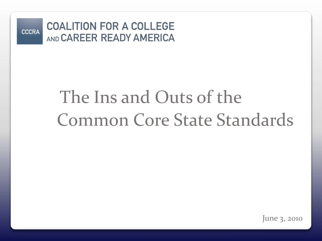 the ins and outs of the common core state standards