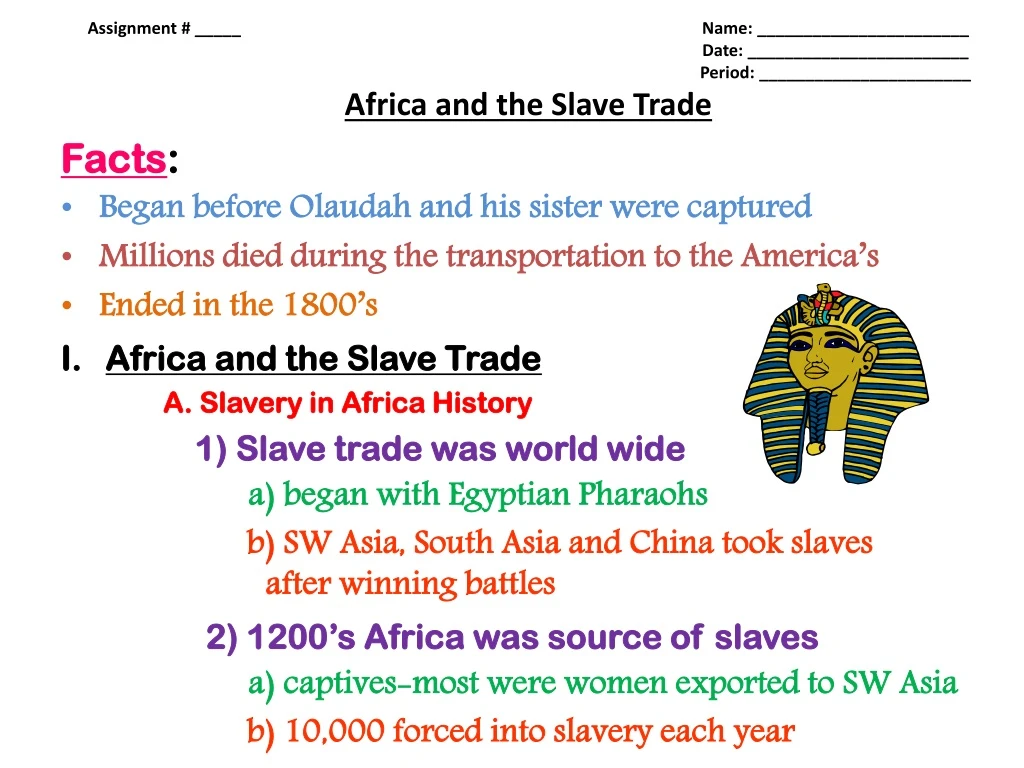 assignment name date period africa and the slave