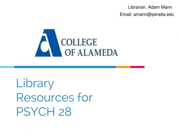 Library Resources for PSYCH 28