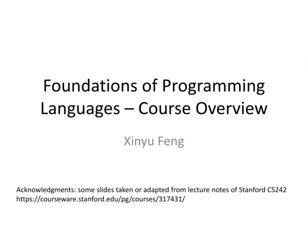 Foundations of Programming Languages – Course Overview