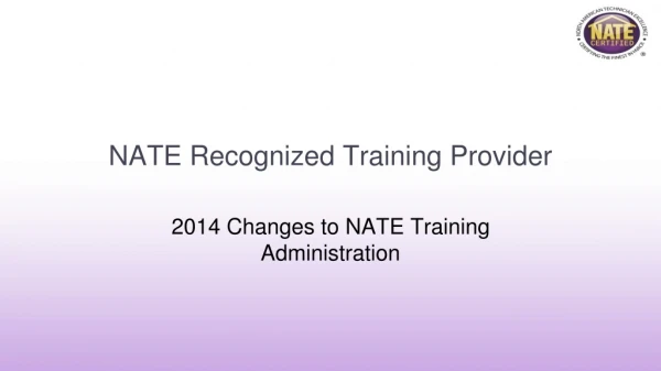 NATE Recognized Training Provider