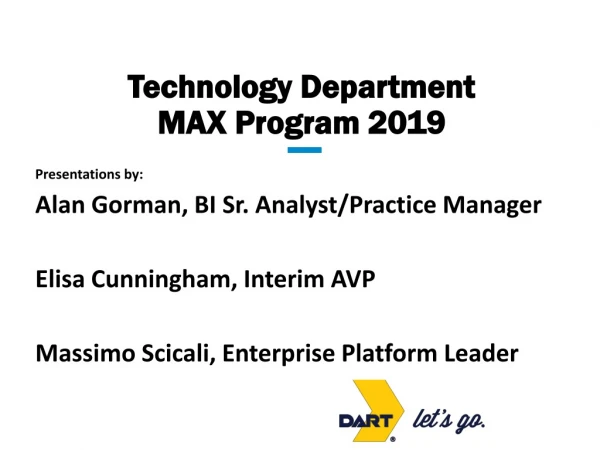 Technology Department MAX Program 2019