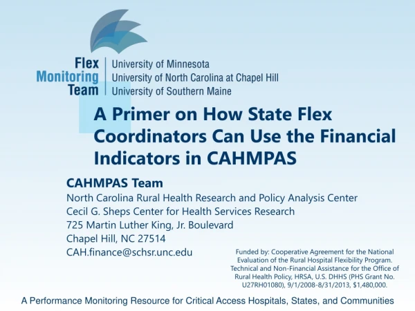 A Primer on How State Flex Coordinators Can Use the Financial Indicators in CAHMPAS