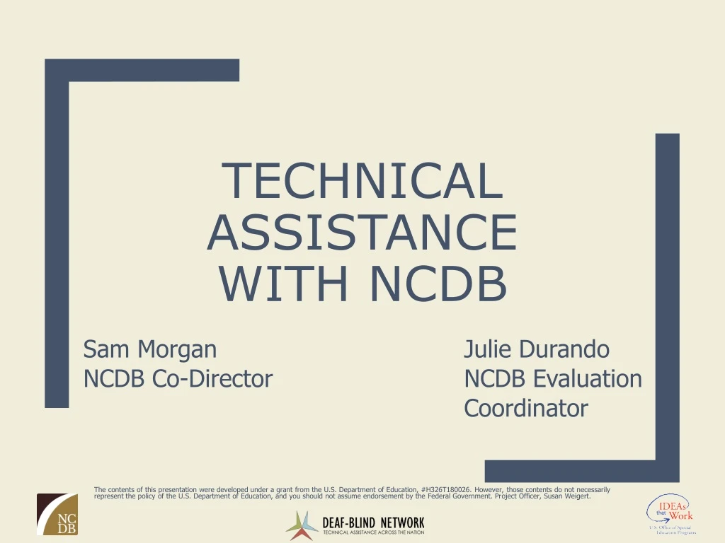 technical assistance with ncdb