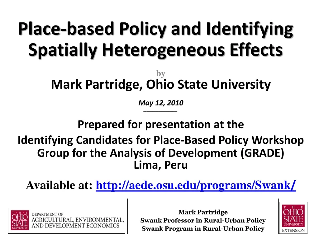 place based policy and identifying spatially heterogeneous effects