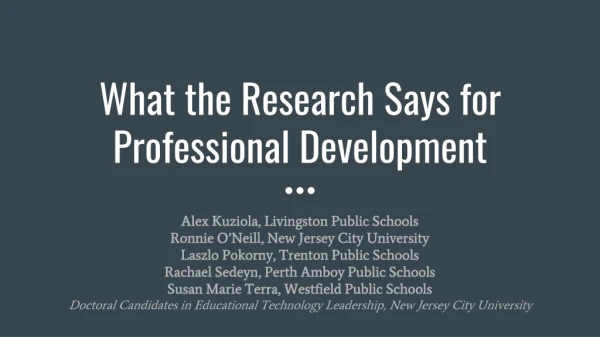 What the Research Says for Professional Development