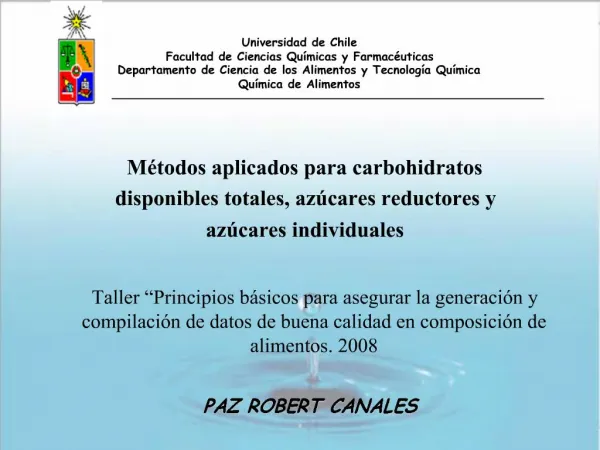 Universidad de Chile Facultad de Ciencias Qu micas y Farmac uticas Departamento de Ciencia de los Alimentos y Tecnolog a