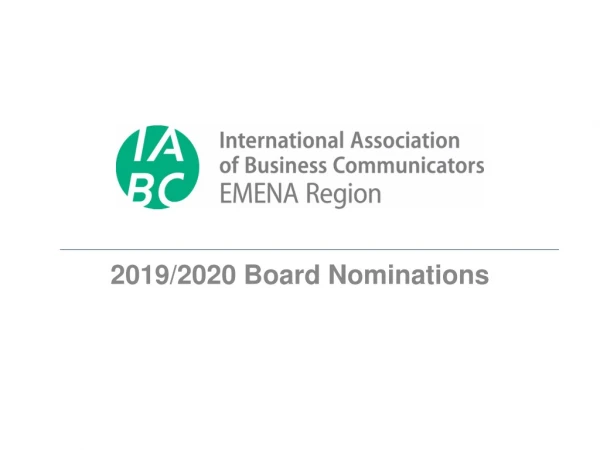 201 9 /20 20 Board Nominations