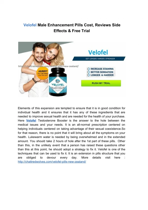 Velofel Pills Cost, Reviews, Side Effects & Scam Free Trial Pills