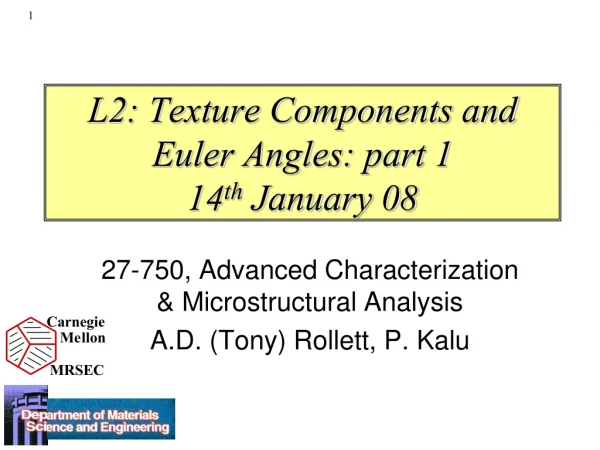 L2: Texture Components and Euler Angles: part 1 14 th January 08