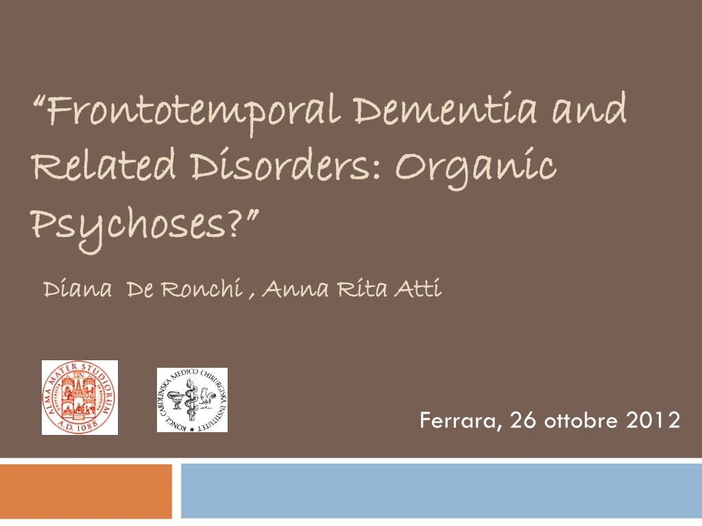 frontotemporal dementia and related disorders organic psychoses