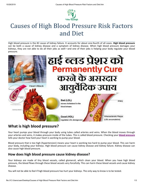 Causes Of High Blood Pressure Risk Factors And Diet