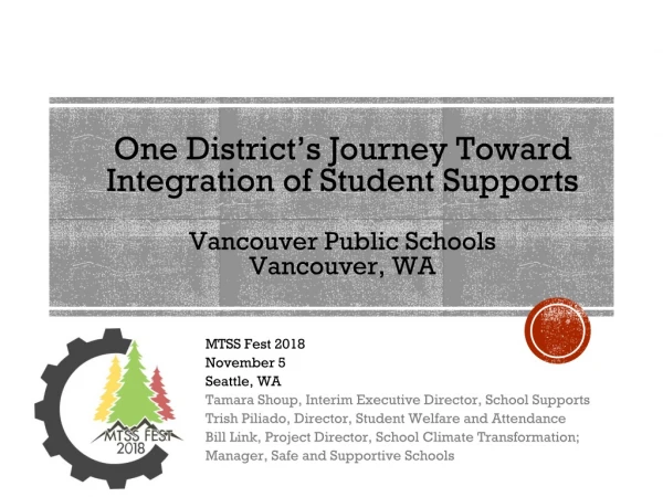 MTSS Fest 2018 November 5 Seattle, WA Tamara Shoup , Interim Executive Director, School Supports