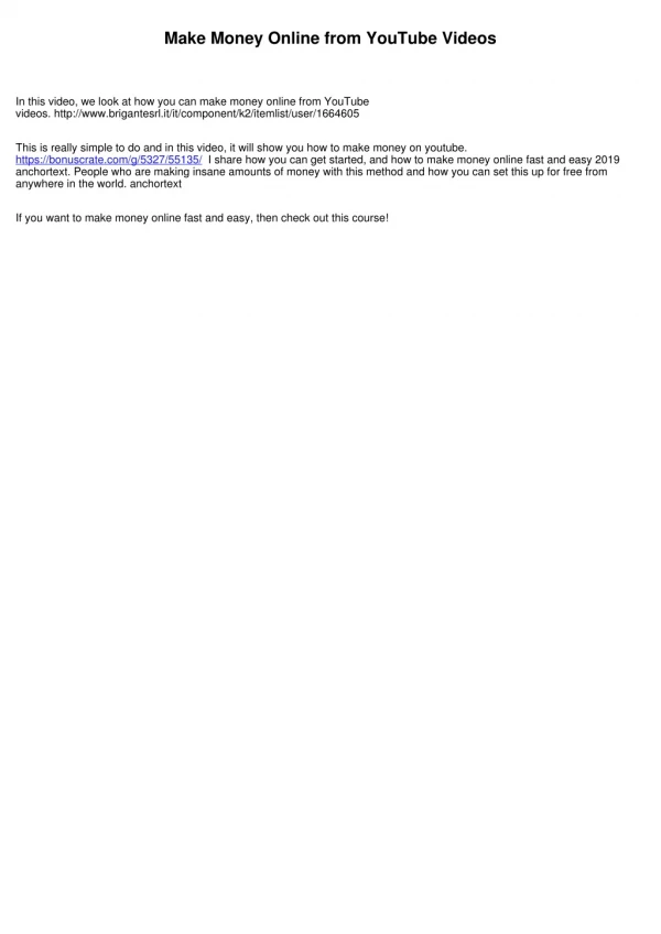make money online from youtube videos
