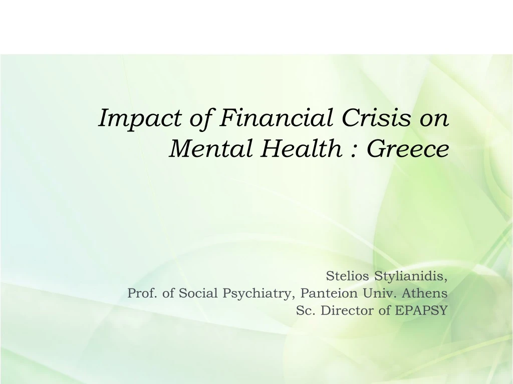 impact of financial crisis on mental health greece