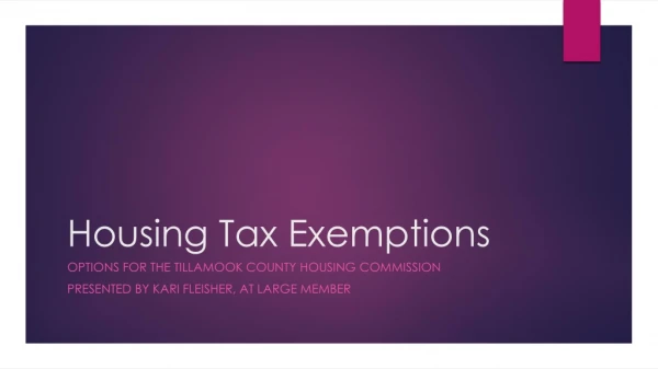 Housing Tax Exemptions