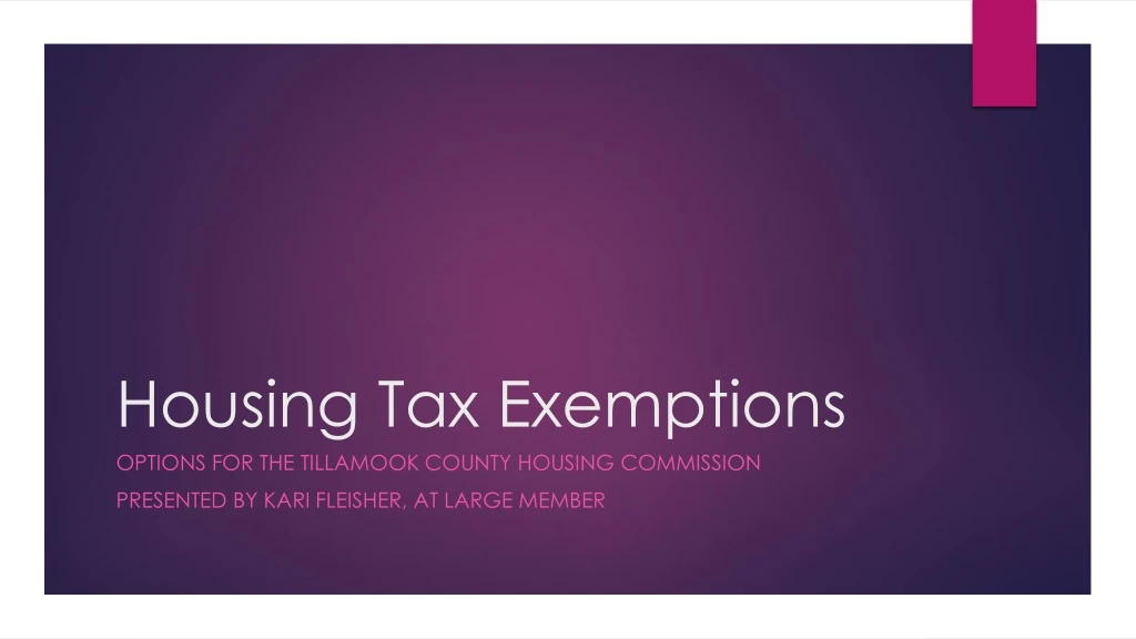 housing tax exemptions