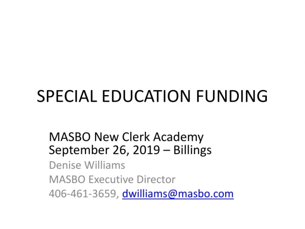 SPECIAL EDUCATION FUNDING