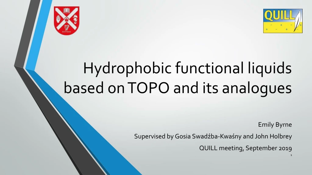 hydrophobic functional liquids based on topo and its analogues