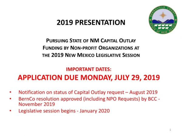 IMPORTANT DATES: APPLICATION DUE MONDAY, JULY 29 , 2019