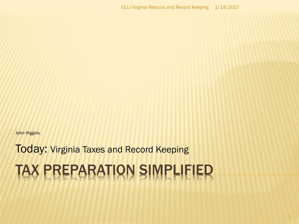 john higgins today virginia taxes and record keeping